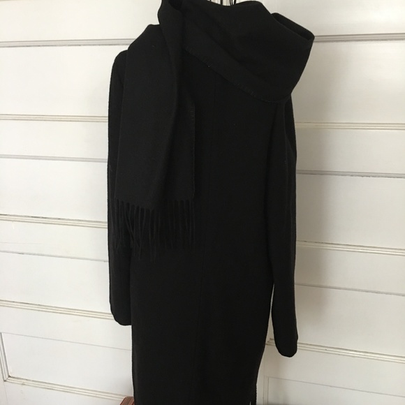 NWOT ESCADA SPORT BLACK COAT FRINGES & SCARF sz S - Picture 4 of 8